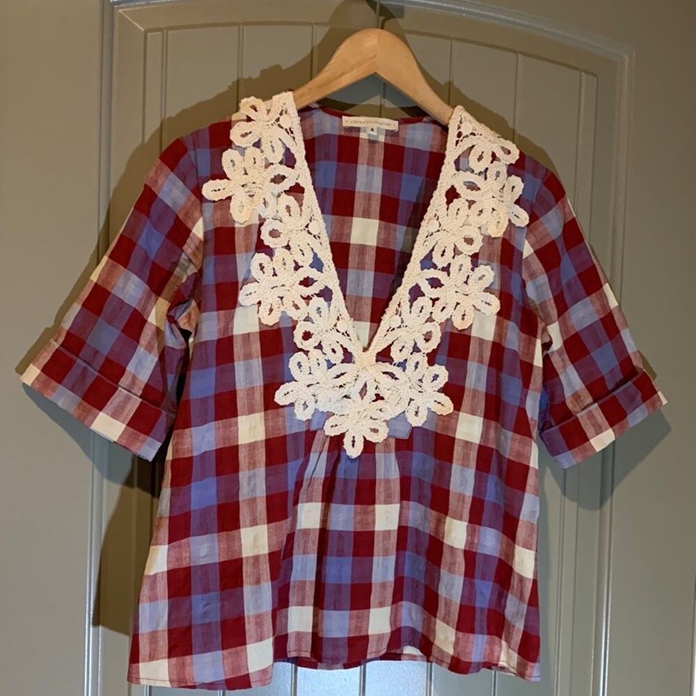Anthro COREY LYNN CALTER Embroidered Blouse 4